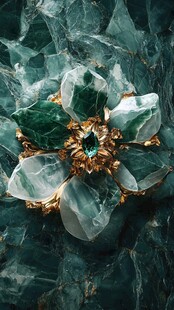 绿晶花朵珠宝镶嵌于矿石