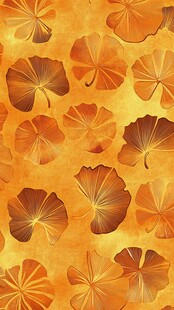 金色银杏叶无缝背景图案