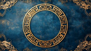 中式古典金色圆形纹饰背景