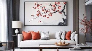 中式客厅的雅致梅花挂画