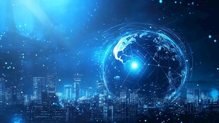 科技地球与城市夜景图景