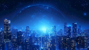 璀璨都市夜景与星空交织