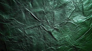 深绿褶皱皮革纹理背景