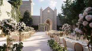 浪漫户外庭院婚礼布置