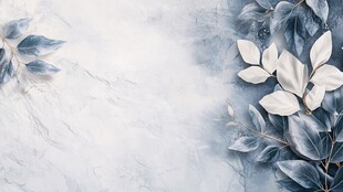 蓝白叶饰大理石背景图