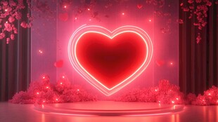 浪漫心形霓虹舞台背景