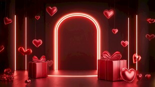 浪漫霓虹爱心礼品展示场景