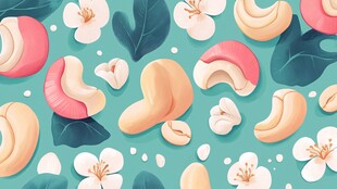 手绘腰果花卉图案背景图