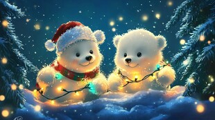 圣诞小熊的温馨雪景时刻