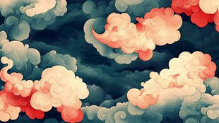 梦幻国风云朵背景图案