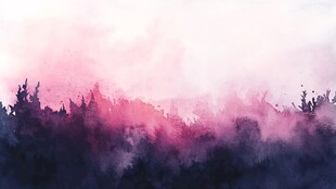 梦幻粉紫森林水彩背景图