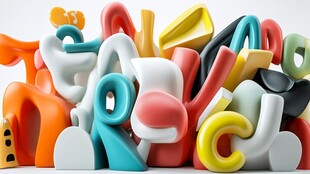 多彩立体字母创意堆叠