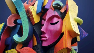 多彩立体抽象艺术面具