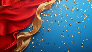 红金飘带洒金箔背景图