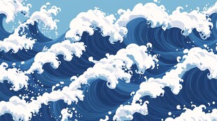 澎湃海浪插画背景图