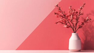 粉色背景下的雅致花瓶插花