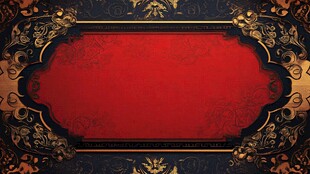 华丽复古红金边框背景图