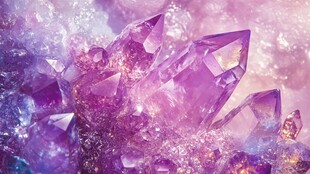 梦幻紫水晶晶体闪耀画面