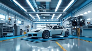 高科技汽车维修车间内景