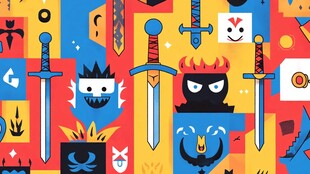 奇幻剑与神秘角色插画