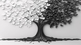 黑白双色创意立体树艺术