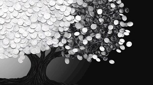 钱币构成的创意之树