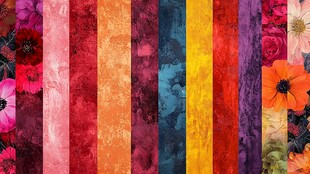 多彩花卉条纹图案布料