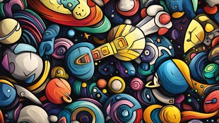 梦幻多彩的卡通太空元素