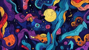 梦幻宇宙奇幻色彩插画