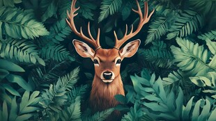 森林中的鹿头特写