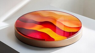 多彩波纹圆形装饰摆件