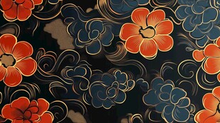 中式繁花云纹复古图案