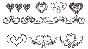 手绘爱心装饰元素集合