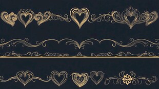 金色爱心装饰花纹集合