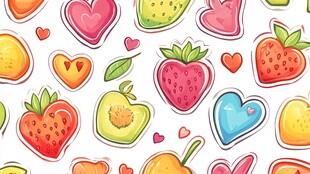 水果爱心可爱贴纸图案