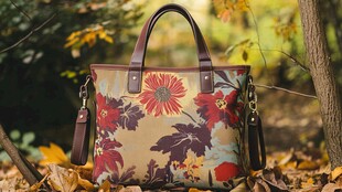 秋日林间印花手提包