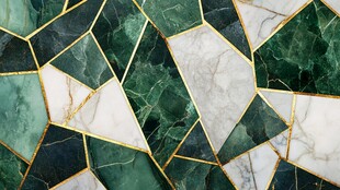 绿白金三色拼接马赛克瓷砖