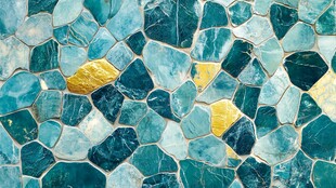 蓝绿拼贴马赛克墙面纹理