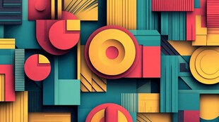 几何形状构成的多彩抽象图案