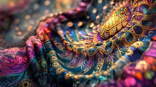 绚丽多彩的华丽织物纹理