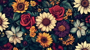 缤纷花卉图案 绚丽多姿