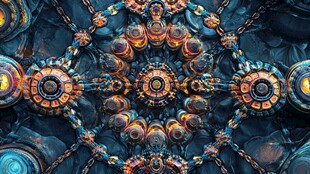 机械齿轮构成的奇幻图案