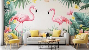 热带风情火烈鸟客厅装饰
