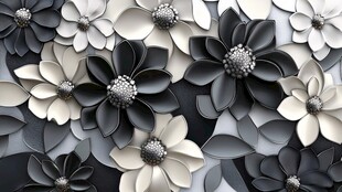 黑白立体花朵背景图案