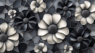 黑白花卉立体图案背景