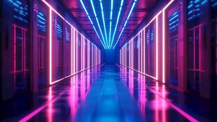 未来感霓虹科技走廊