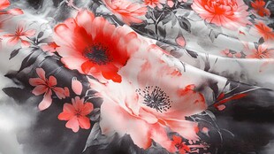 水墨花卉风印花布料