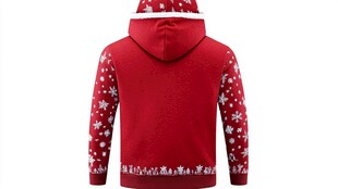 圣诞红色雪花连帽卫衣