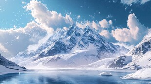 壮丽雪山下的宁静湖泊