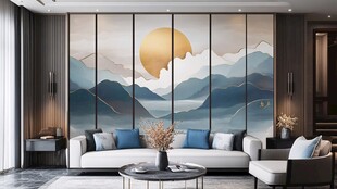 新中式客厅 山水壁画装饰